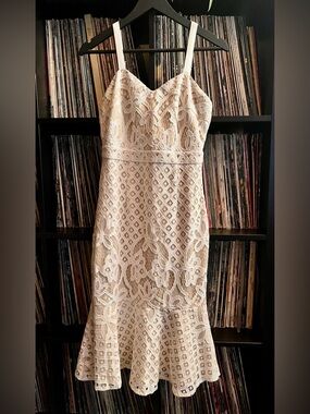 Two Sisters The Label Cream Lace Midi Dress Small Adjustable Straps Bridal Party